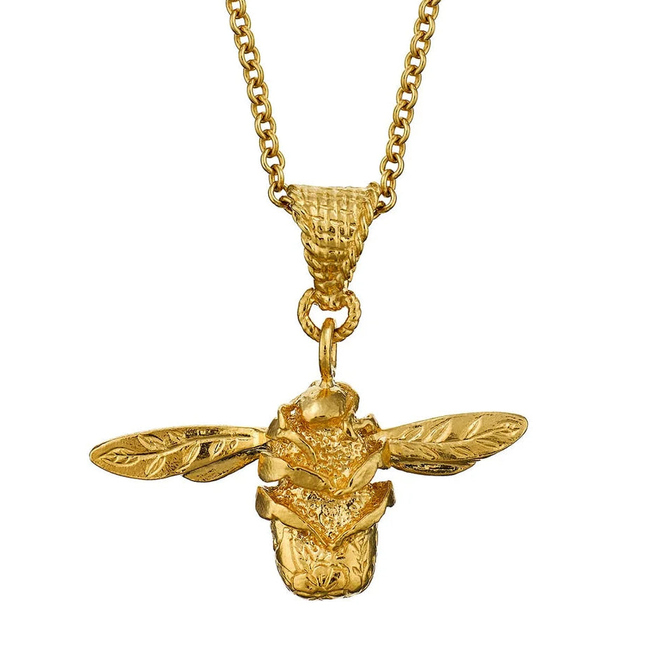 Floral Engraved Bumblebee Necklace by Alex Monroe