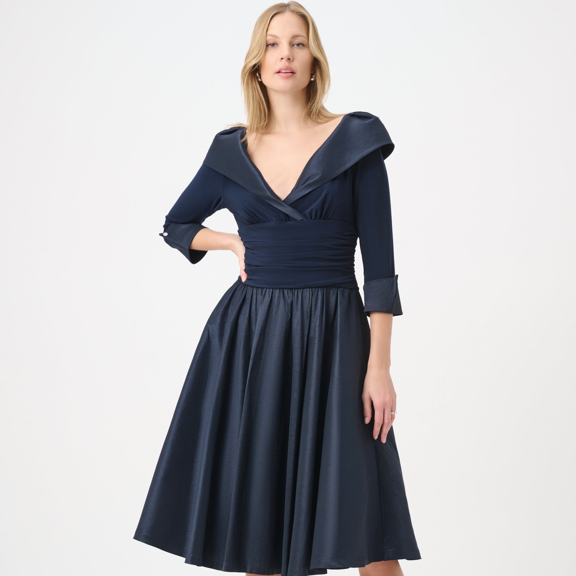 V-Neck Lapel Fit & Flare Dress by Joseph Ribkoff