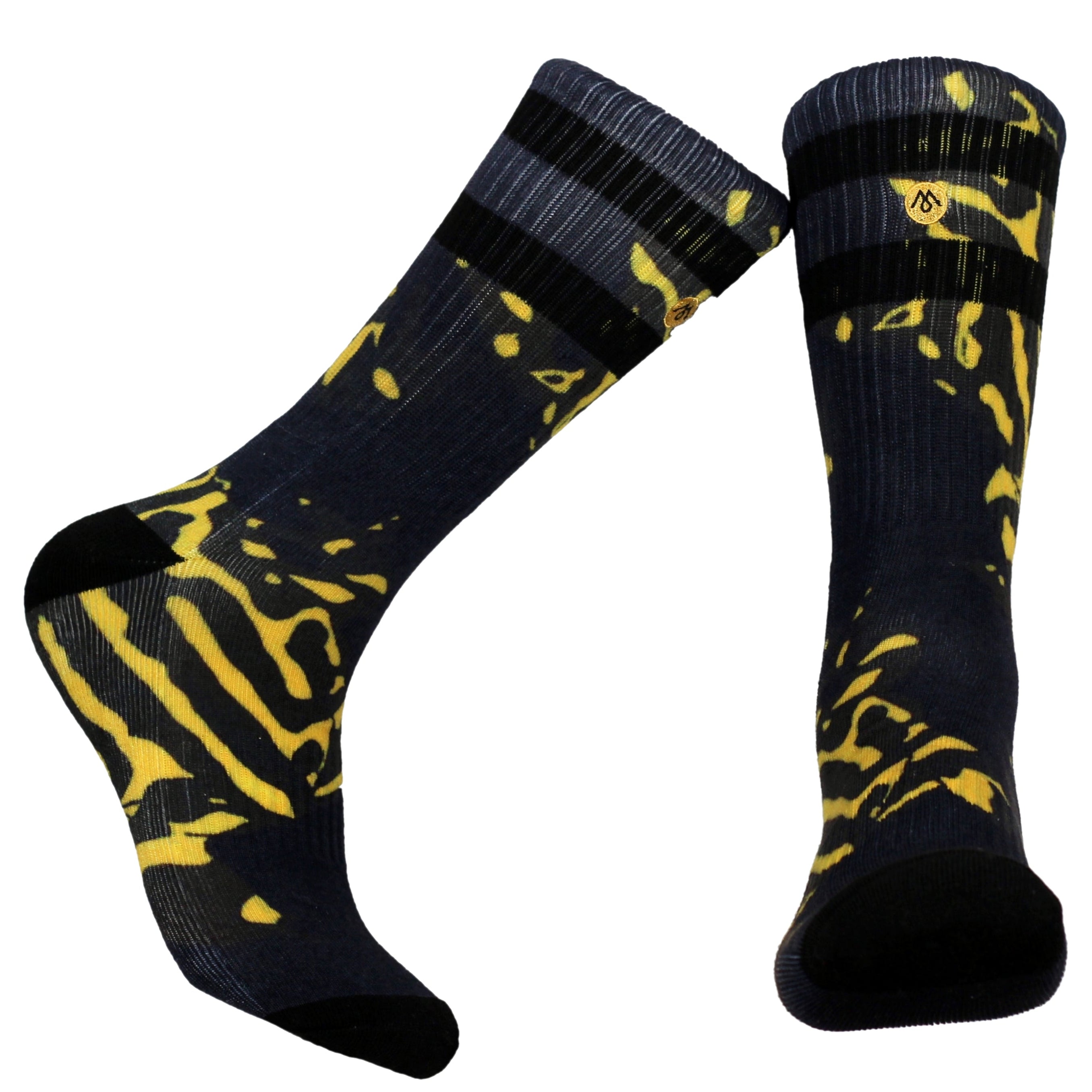 Black and yellow Corroboree Frog socks by Mennie
