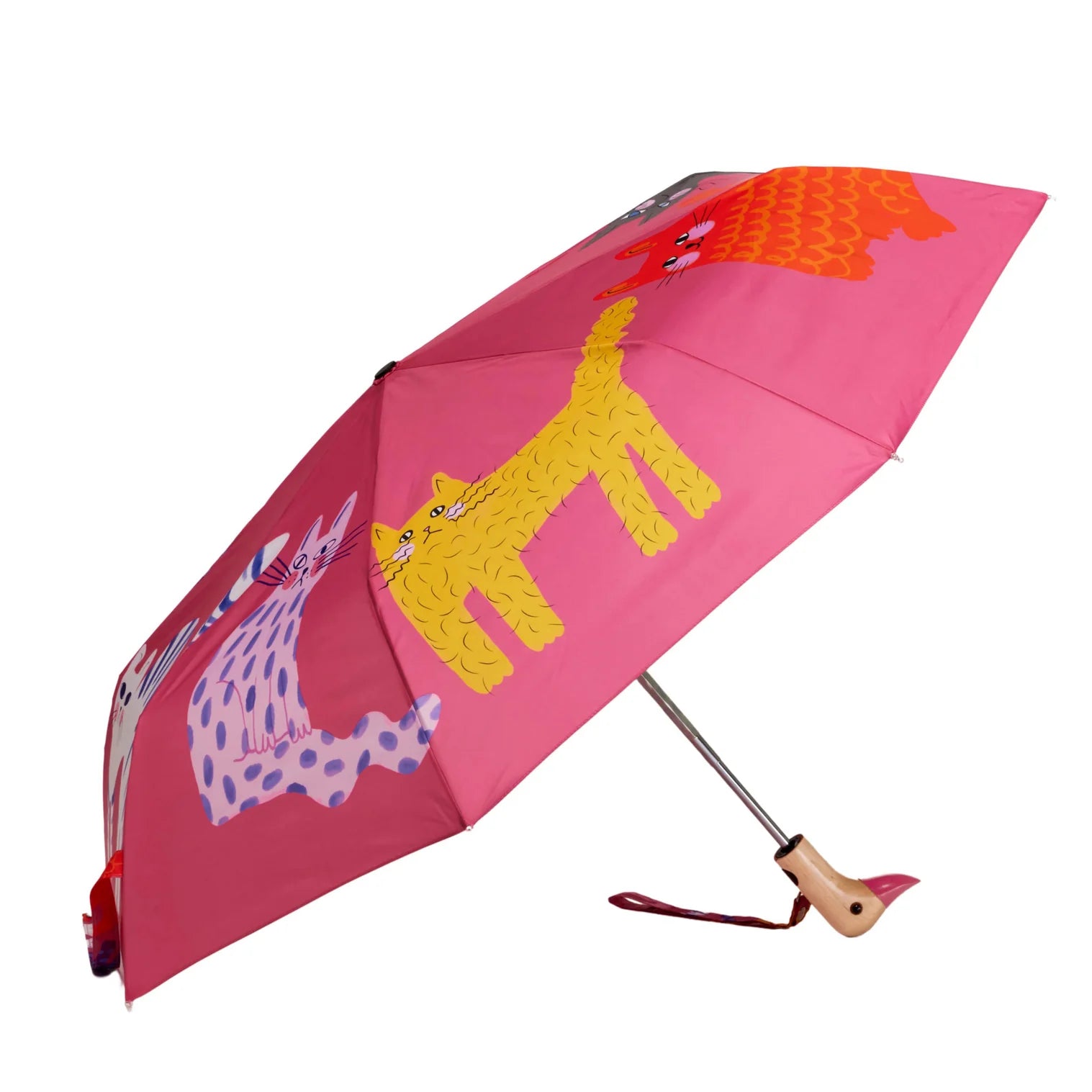 Original Duckhead Duck Umbrella Compact - Arty Cats Fuchsia by Isalbi