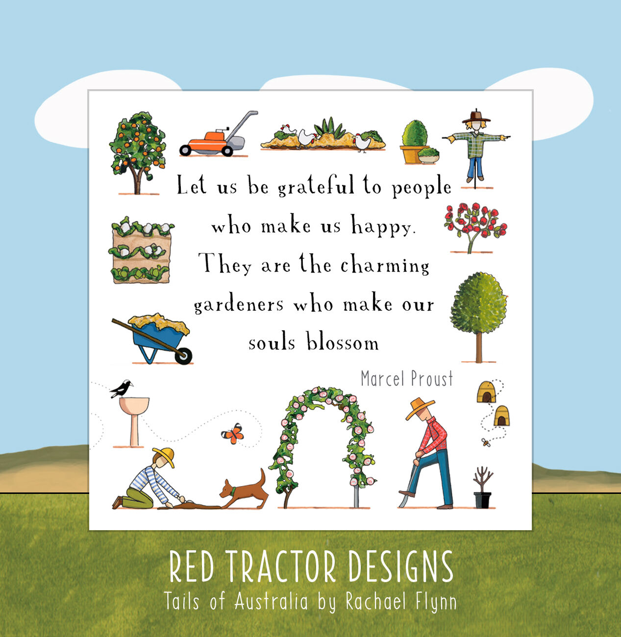 A Day In The Garden Magnet by Red Tractor Designs
