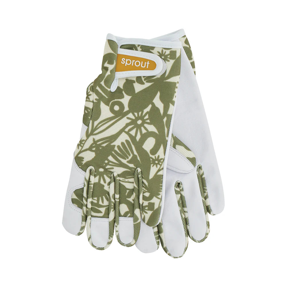 Sprout goatskin gloves - abstract gum