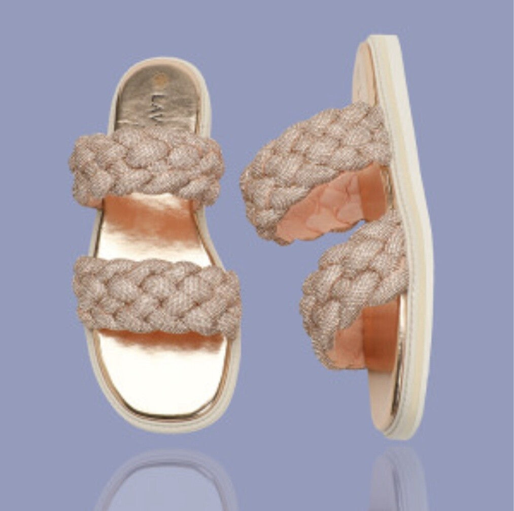 Twisted rope Slide on sandals by LaVish - Rose Gold