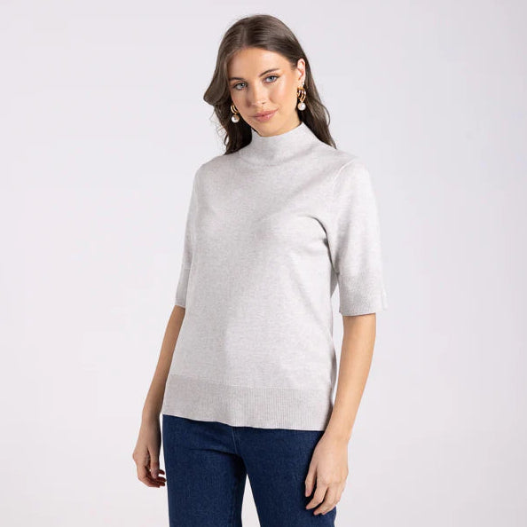 Short sleeve knit with mock turtle neck by Two T's