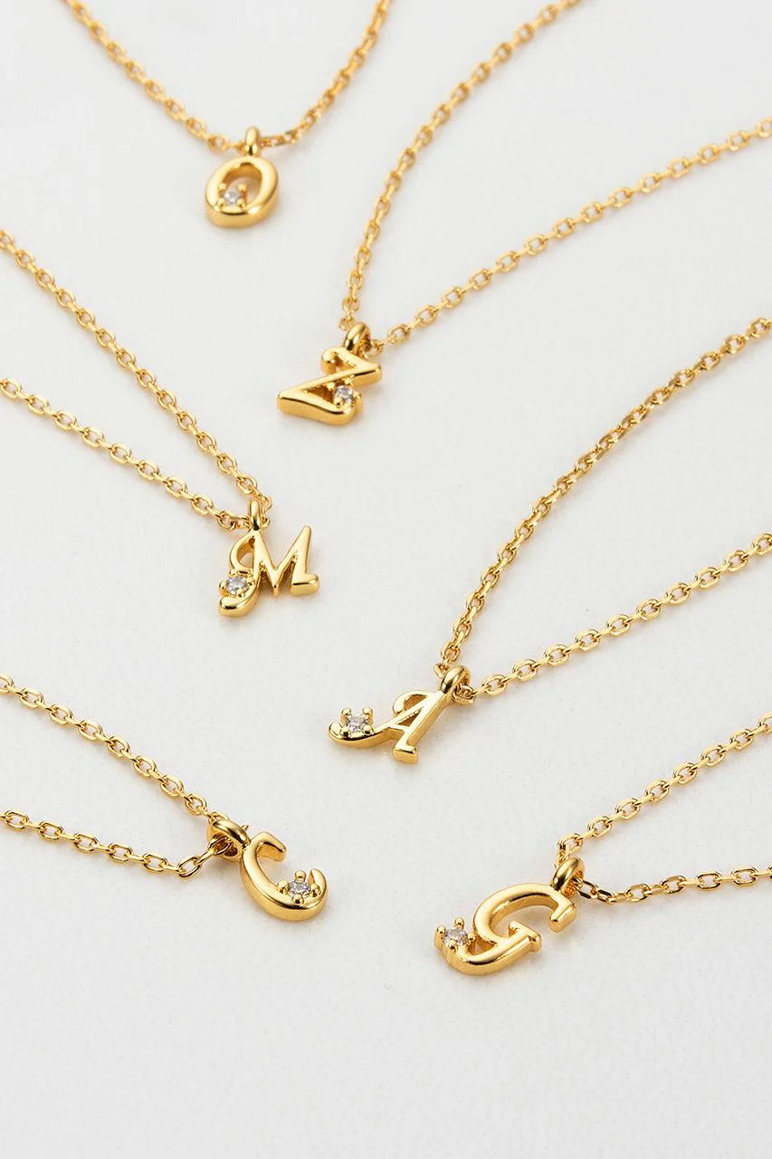 Initial Necklace W by Zafino- Gold