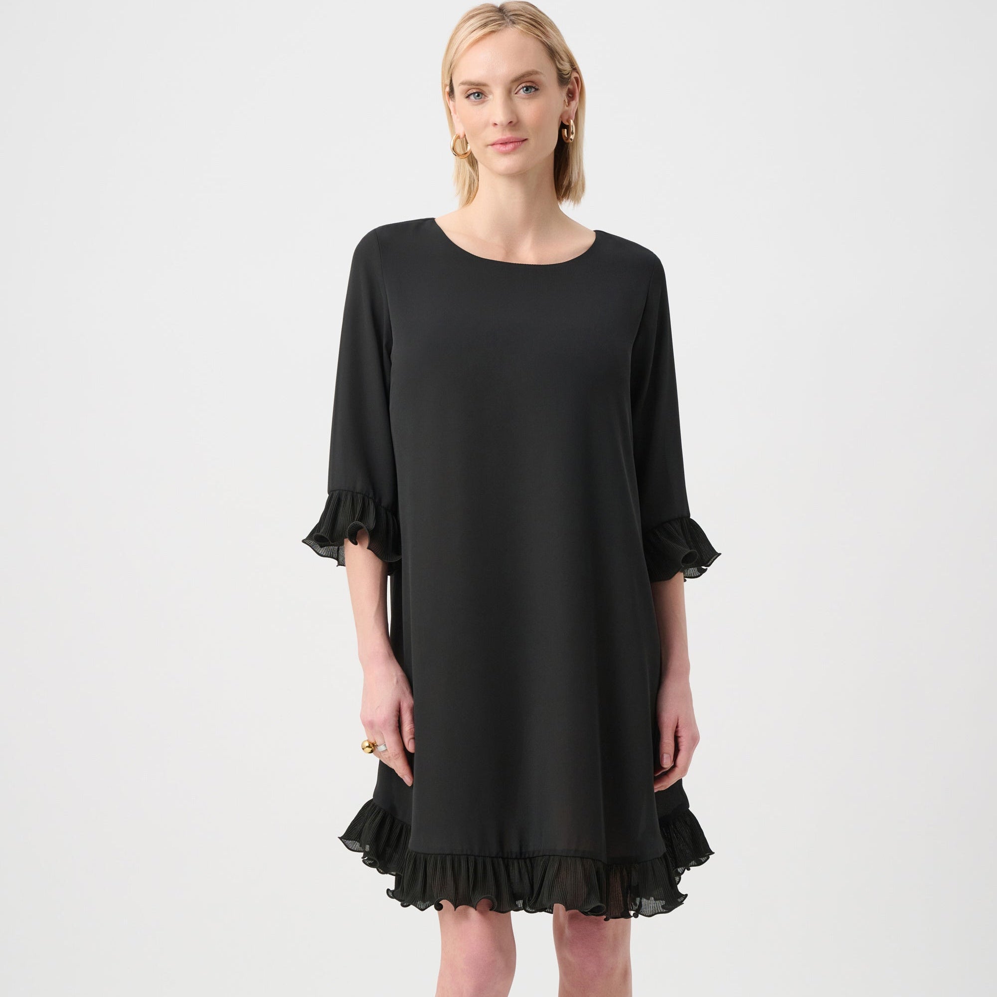 Georgette Ruffled-Trim Trapeze Dress by Joseph Ribkoff