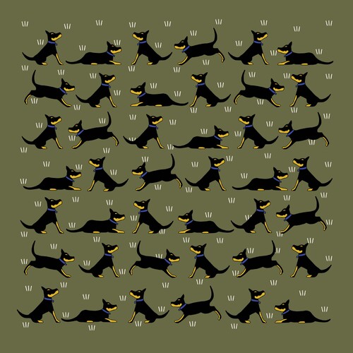 Black and Tan Kelpies cotton hanky by Red Tractor Designs