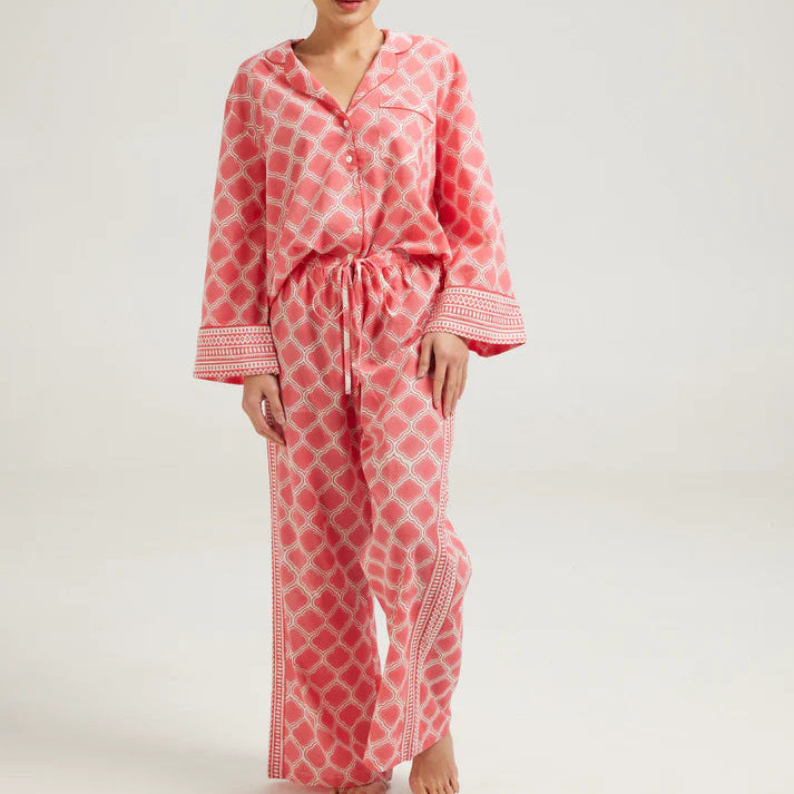 Lattice Coral Long PJ set by Retreat Myself