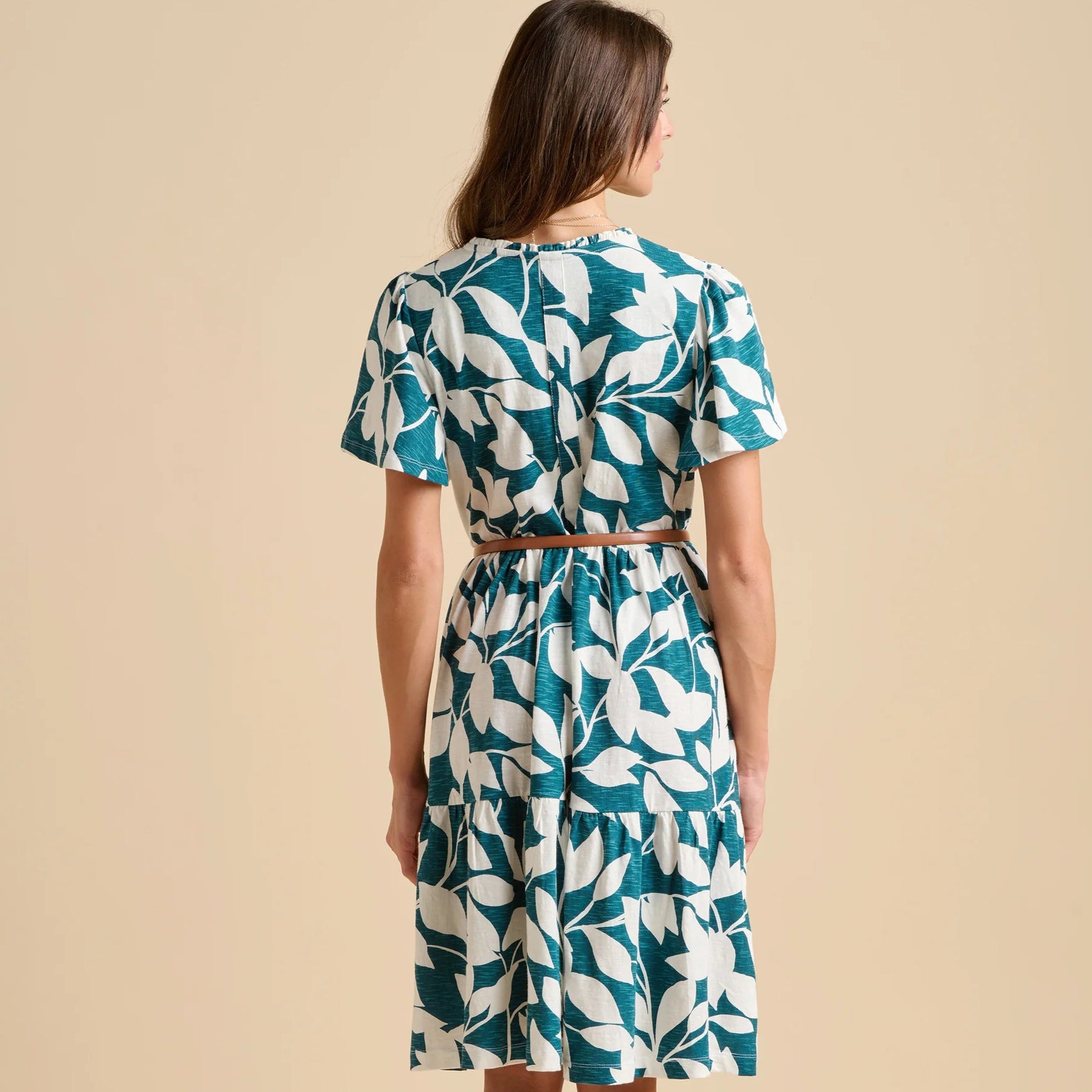 Woodland Leaves Knee Length Dress by Brakeburn