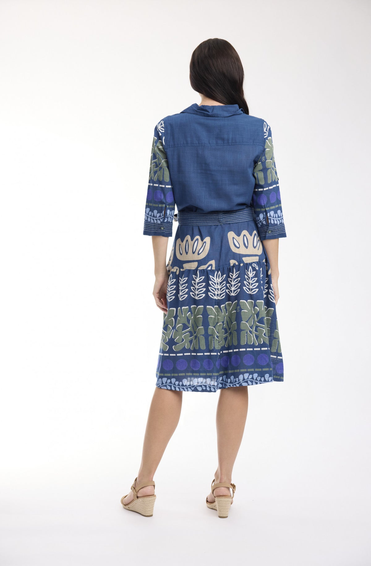 Liberte Blue Dress Collar Tie Waist by Orientique