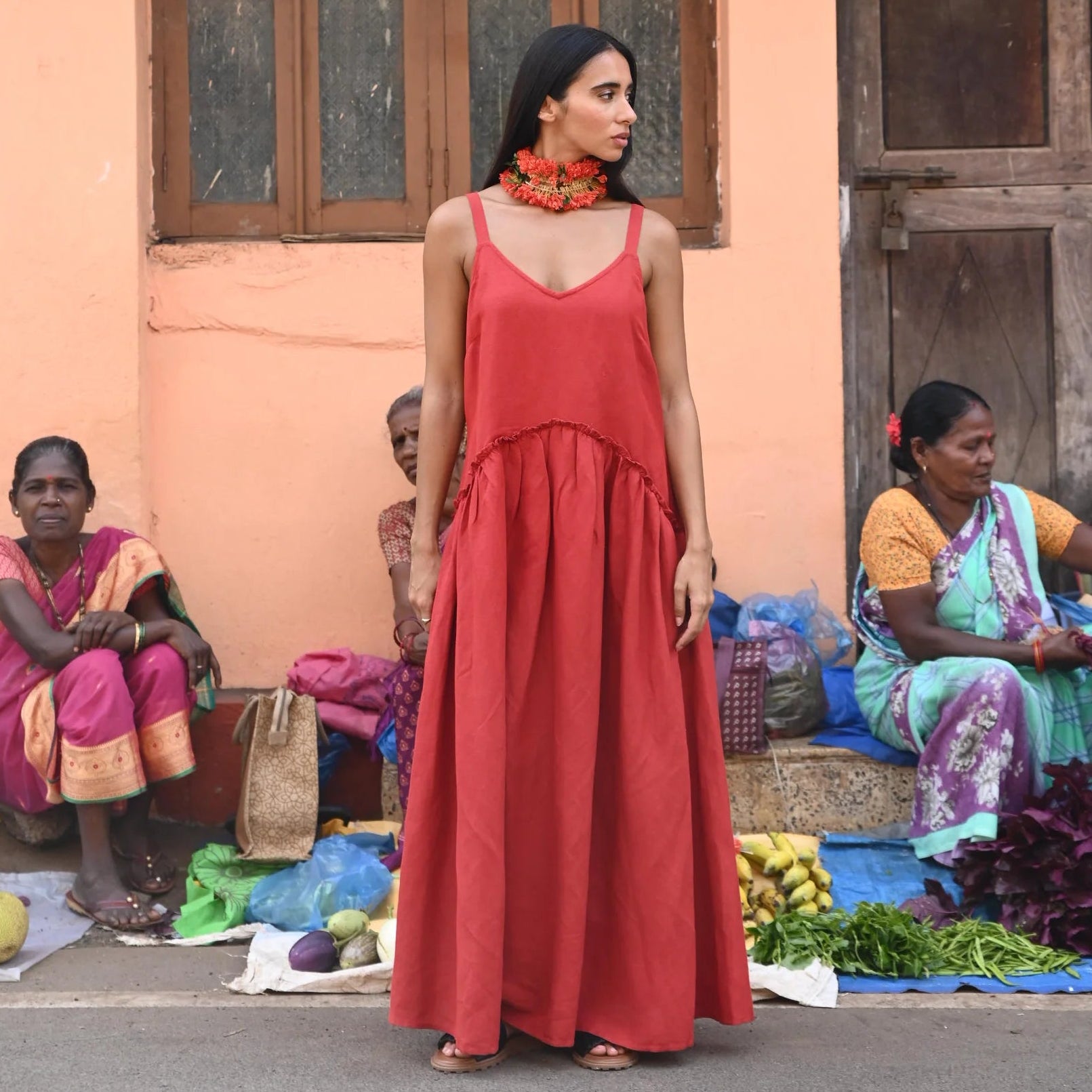 Limone Dress by The Shanty - Cherry Linen Blend