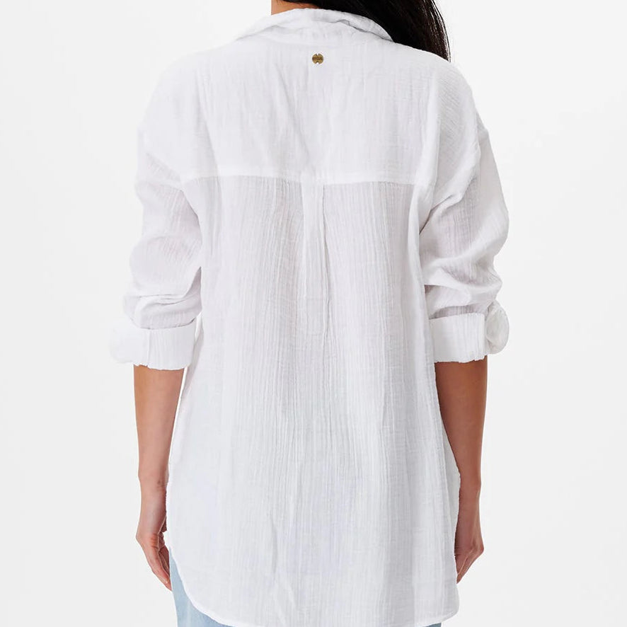Premium Surf Long Sleeve Button Up Shirt by Rip Curl - White