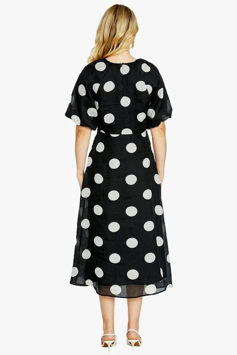 Loula spot maxi dress by Ping Pong - Black spot