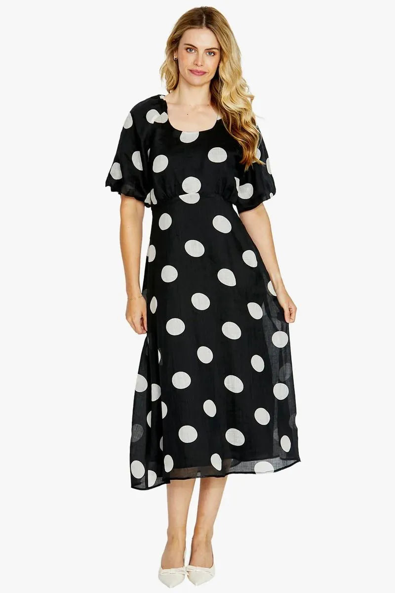 Loula spot maxi dress by Ping Pong - Black spot