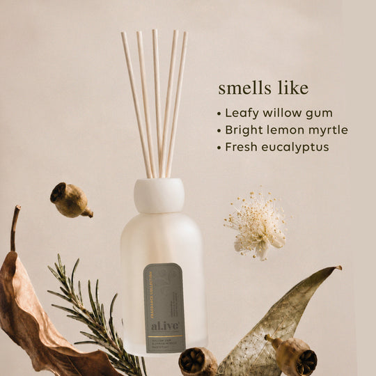 Reed diffuser Willow Gum & Lemon Myrtle by Al.ive