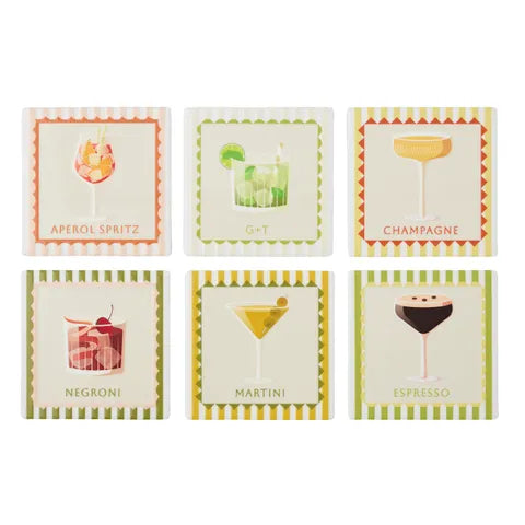 Aperitif Ceramic Coaster 10cm 6 Asstd by Coast to Coast (price is per coaster)