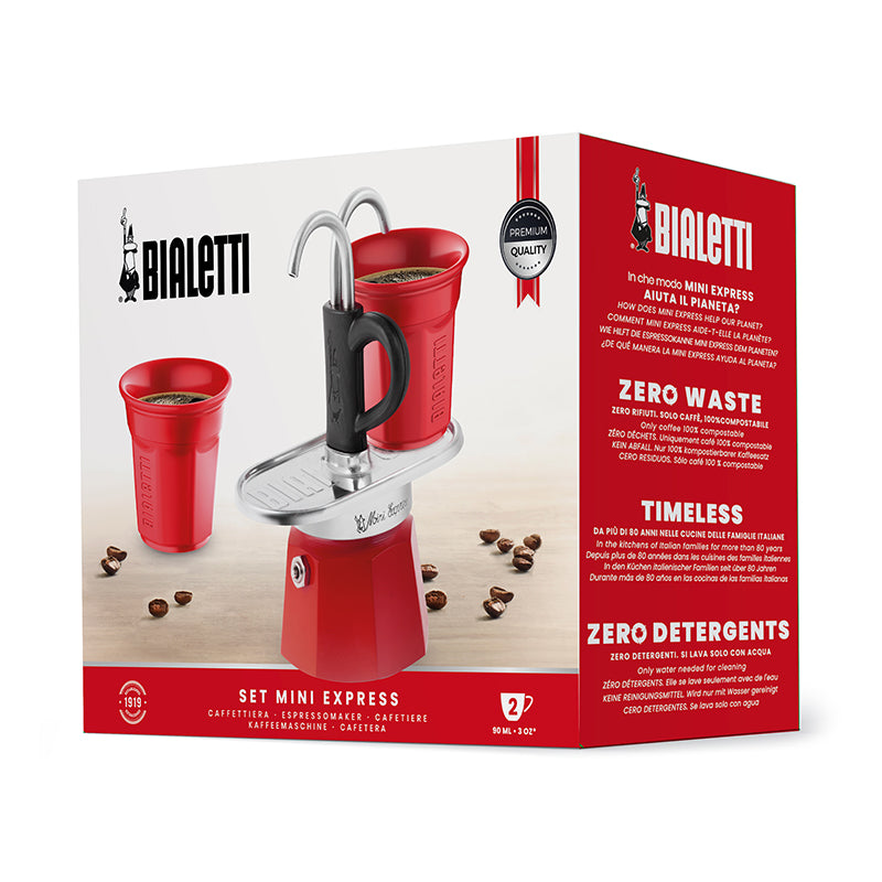 Mini Express 2 Cup RED + 2 BICCiarini by Bialetti