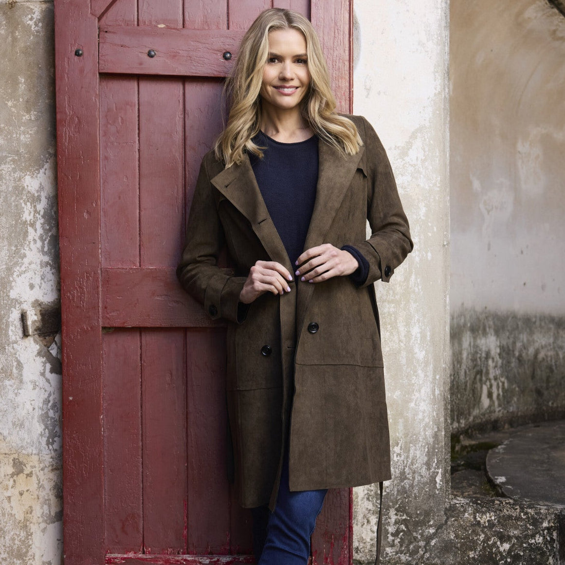 Solid Trench Coat Belted by Orientique