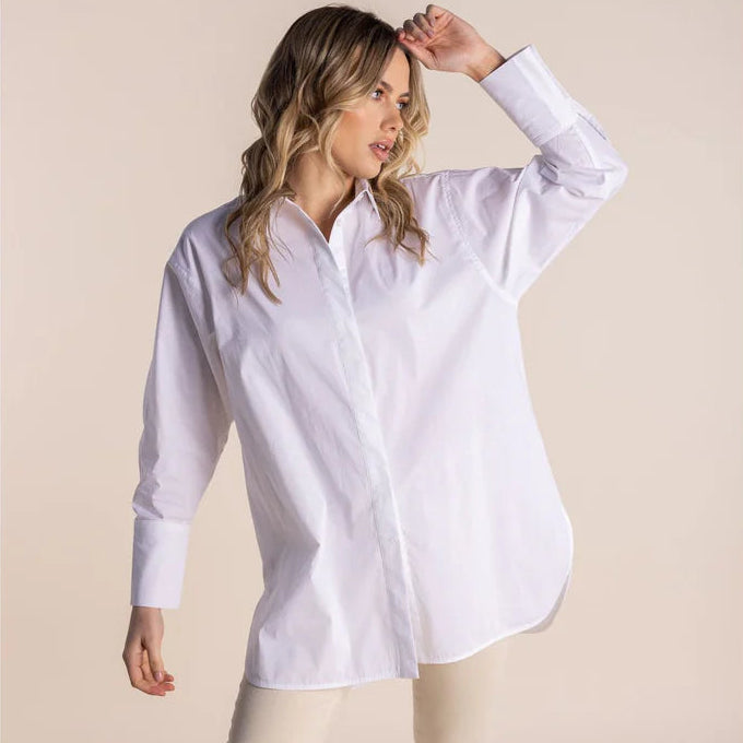 Cotton Poplin Shirt Classic White by Two T's