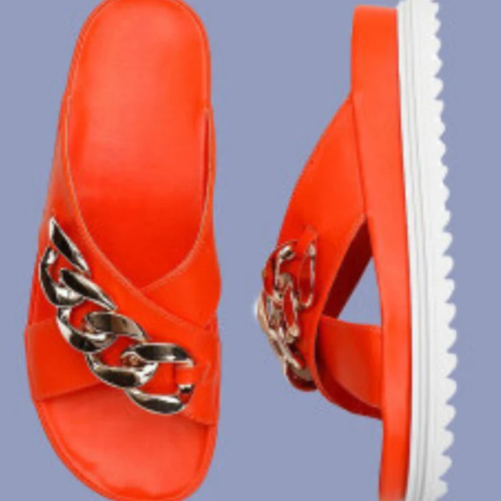 Crossover slides with Chain by LaVish - Orange