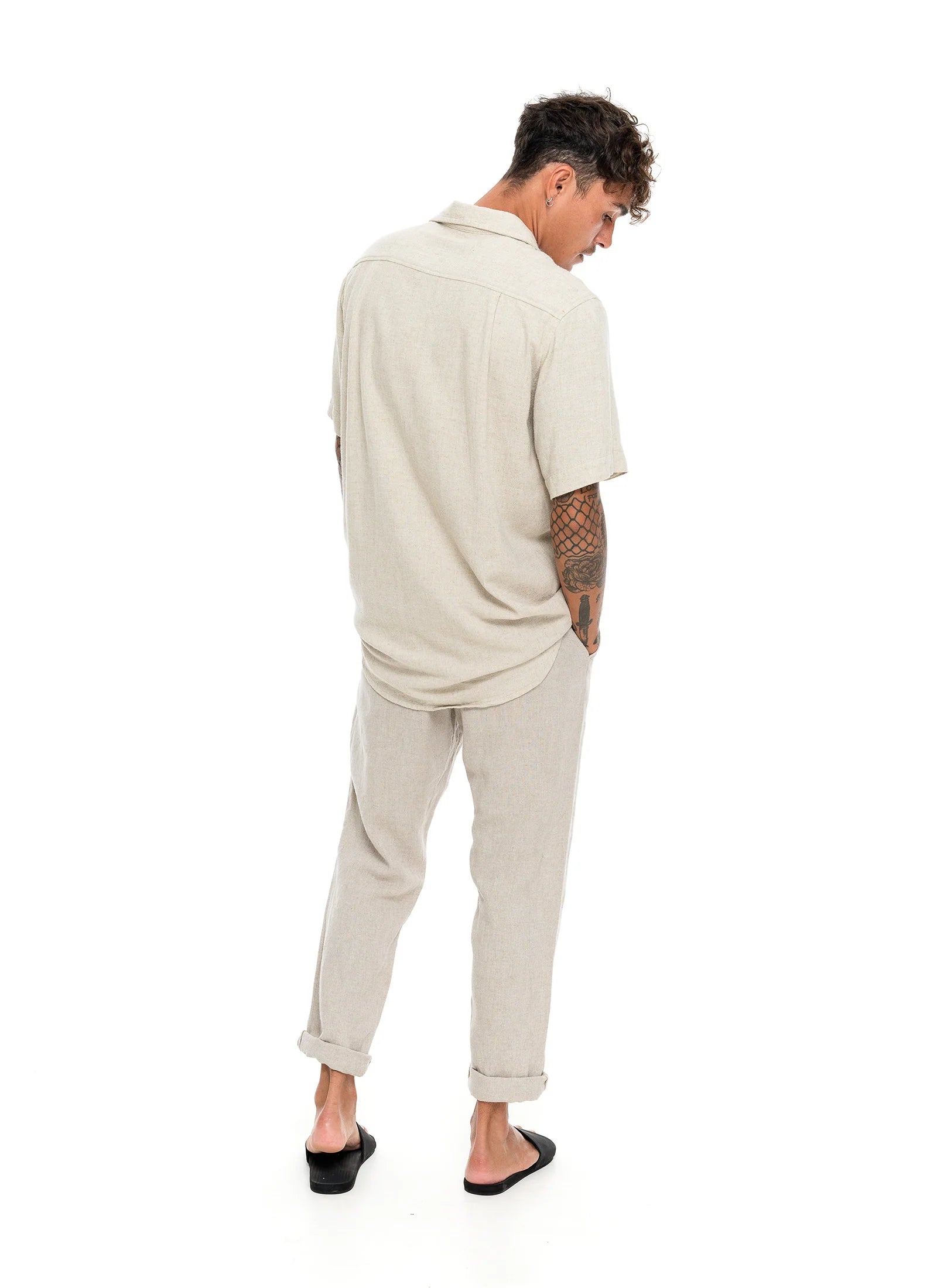 Waiheke Linen Pant by Lost In Nowhere - Sandy Beige