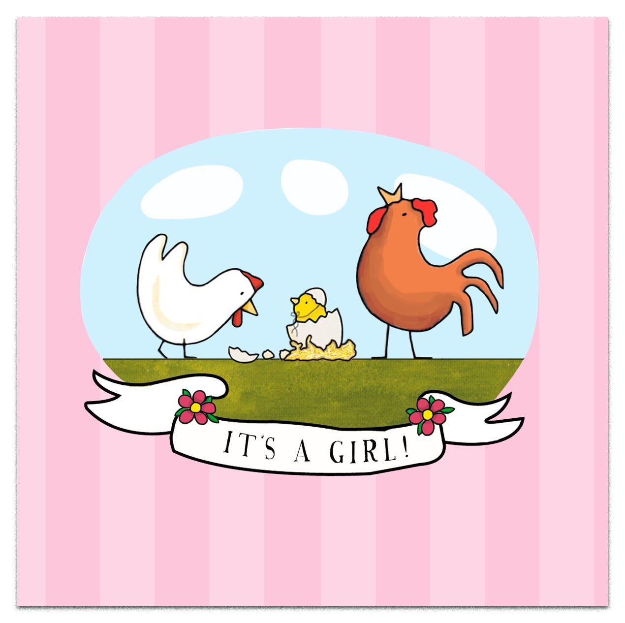 Something to Crow about square card by Red Tractor Designs pink