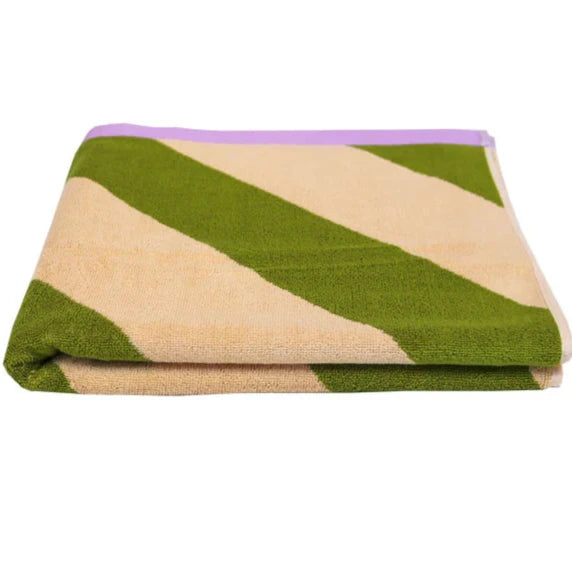 Pistachio Stripe Bath Towel by Mosey Me