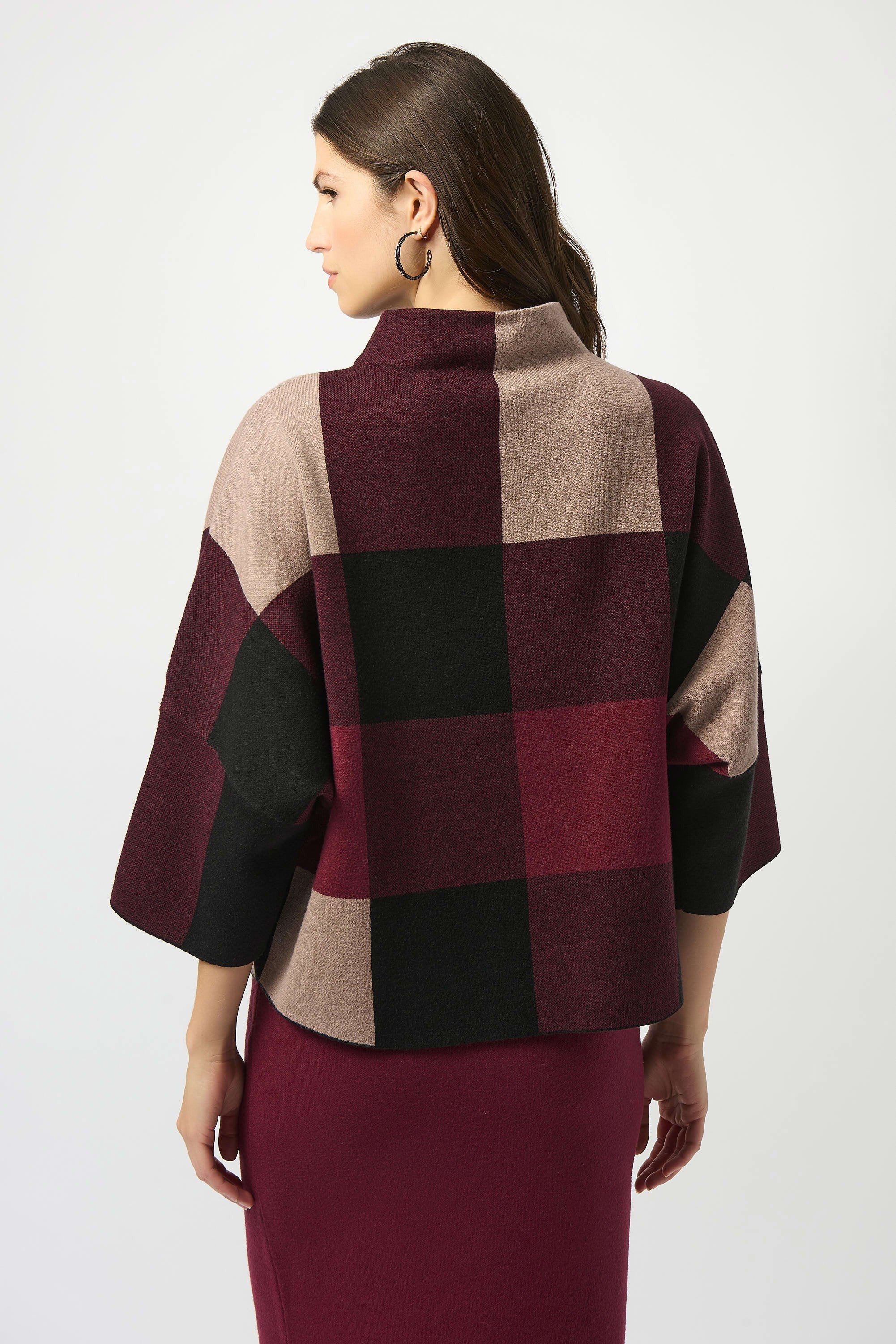 Plaid Jacquard Sweater Knit Top by Jospeh Ribkoff