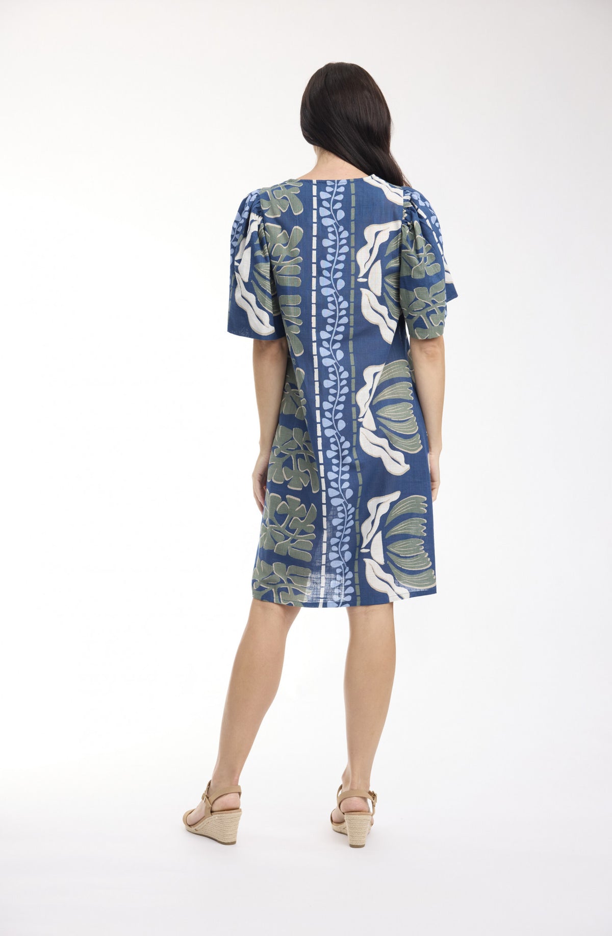 Liberte Blue Dress Puff Sleeve by Orientique