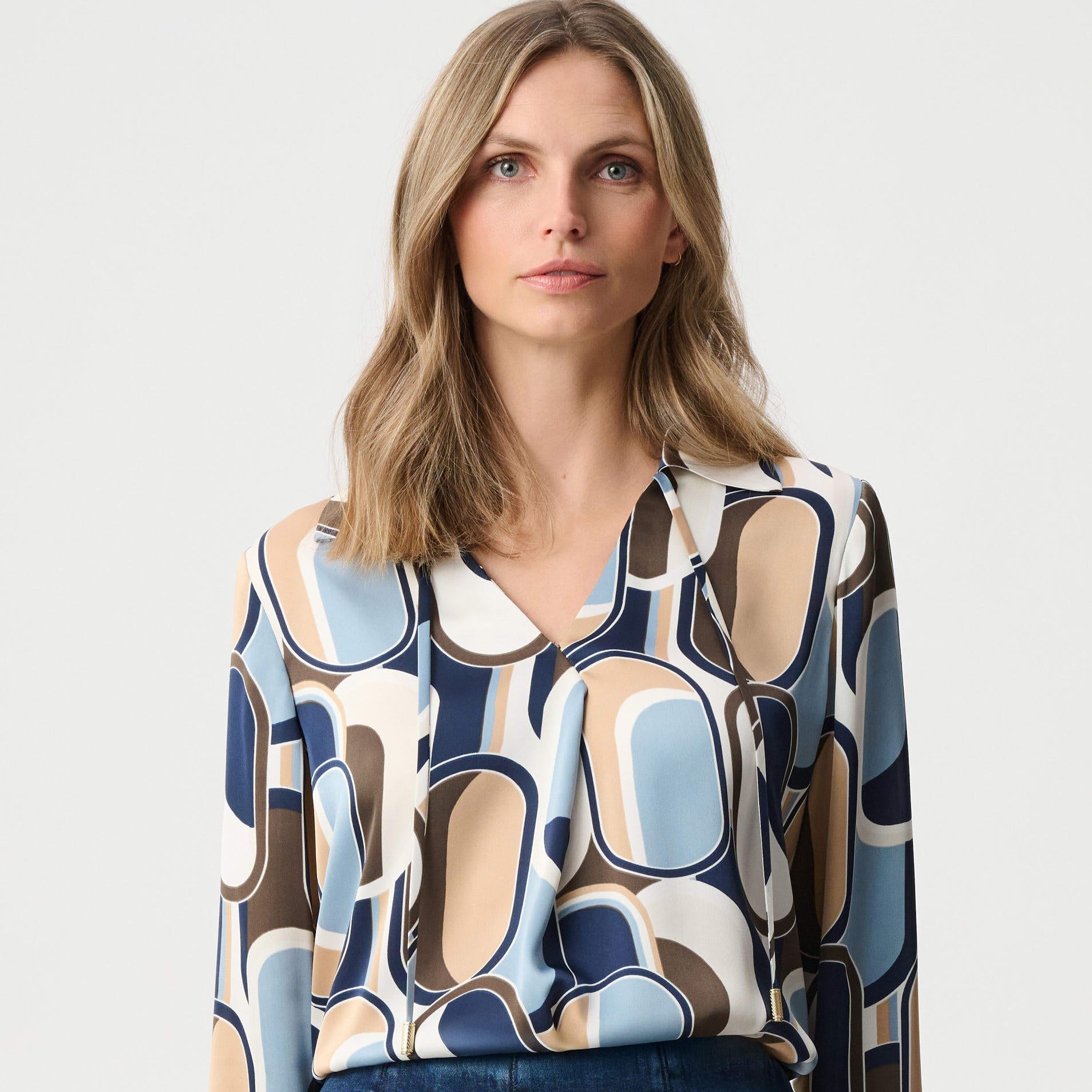 Recycled Satin Geometric Top by Joseph Ribkoff
