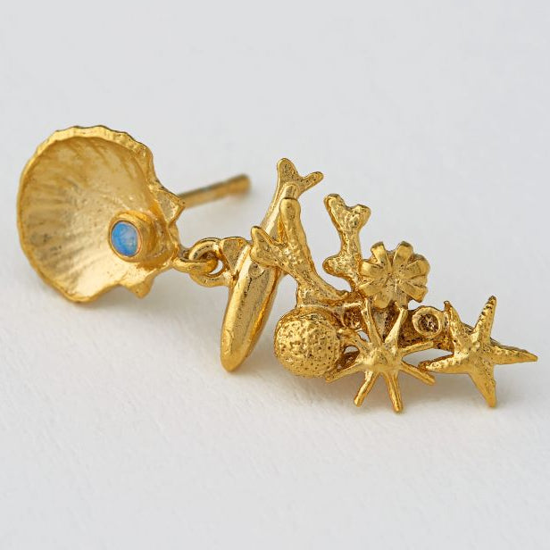 Coral Reef Opal Drop Earrings by Alex Monroe - Gold Plate