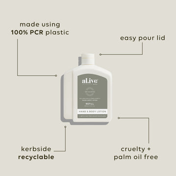 Hand & body lotion refill Willow Gum & Lemon Myrtle by Al.ive