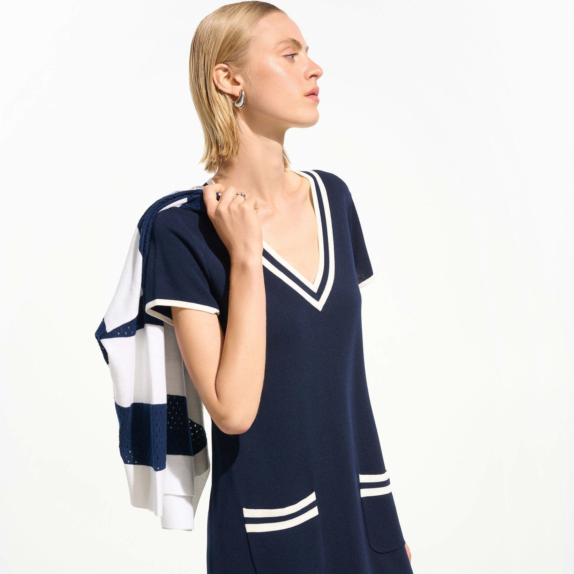 Viscose Knit A-Line Dress With Rib Trim by Joseph Ribkoff