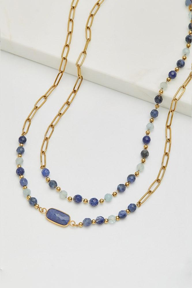 Riley long stone neckalce by Zafino- Navy
