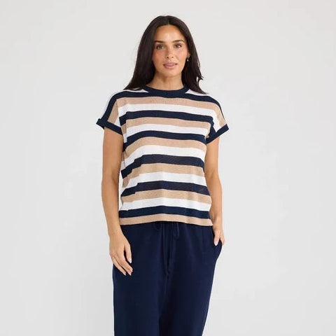 Rosalie Tee by Brave & True - Navy Stripe