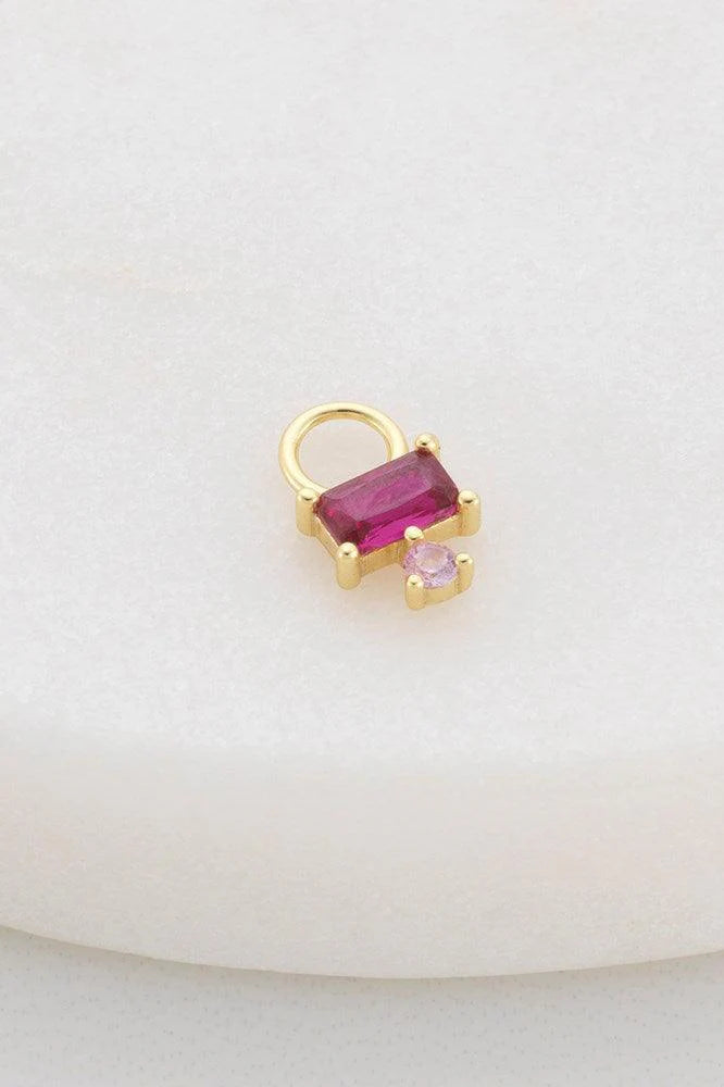 Ruby Baguette Charm by Zafino- Gold