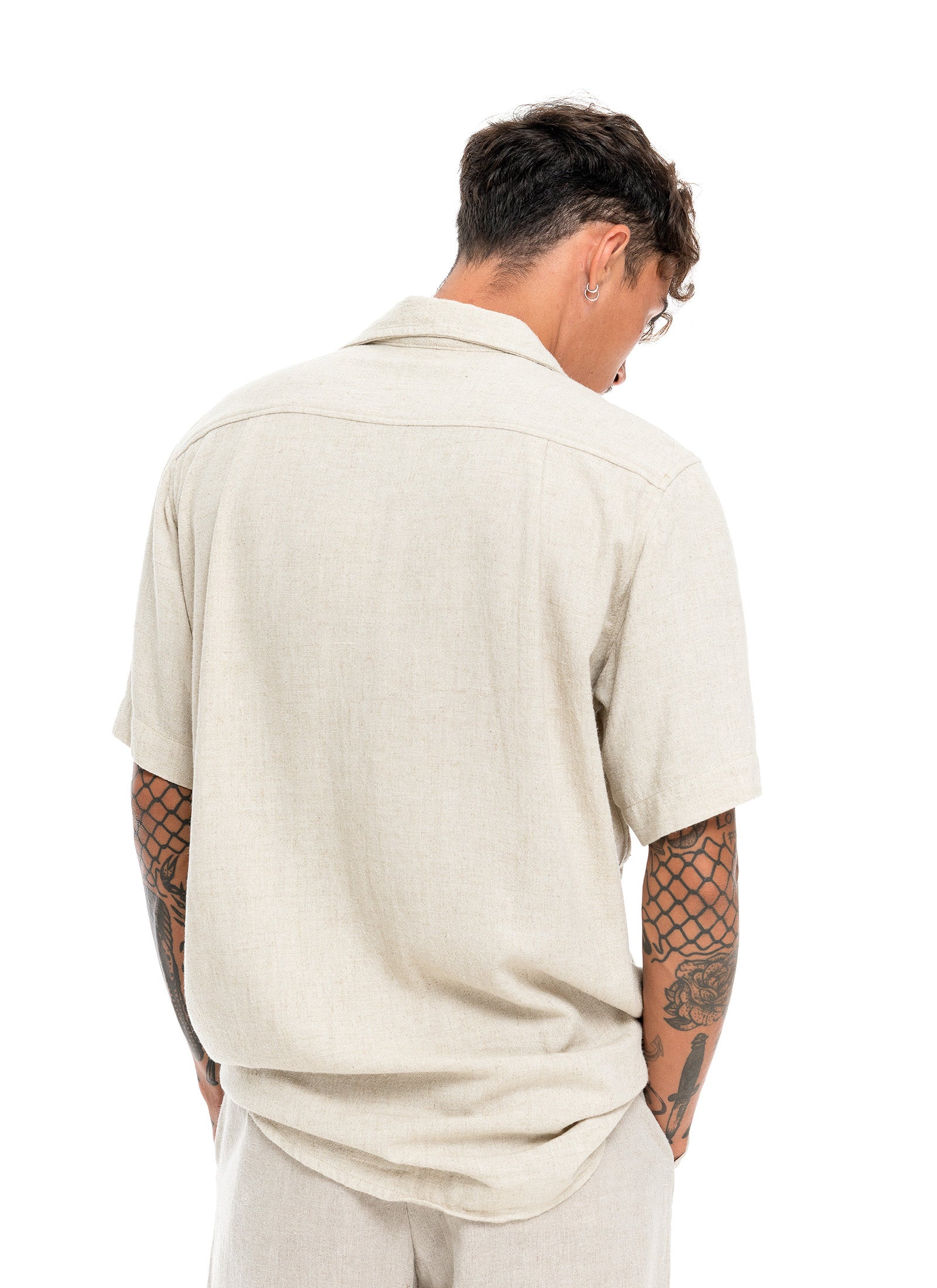 Seaside Linen Short Sleeve Shirt by Lost in Nowhere - Sandy Beige