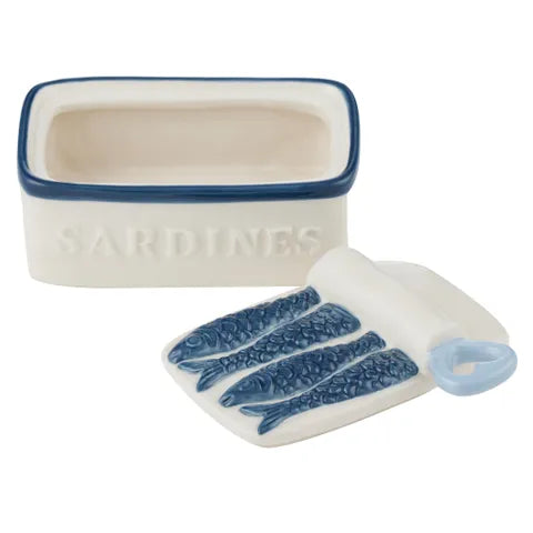 Sardine Ceramic Trinket Box 12x9x6cm Wh/Blue by Coast to Coast