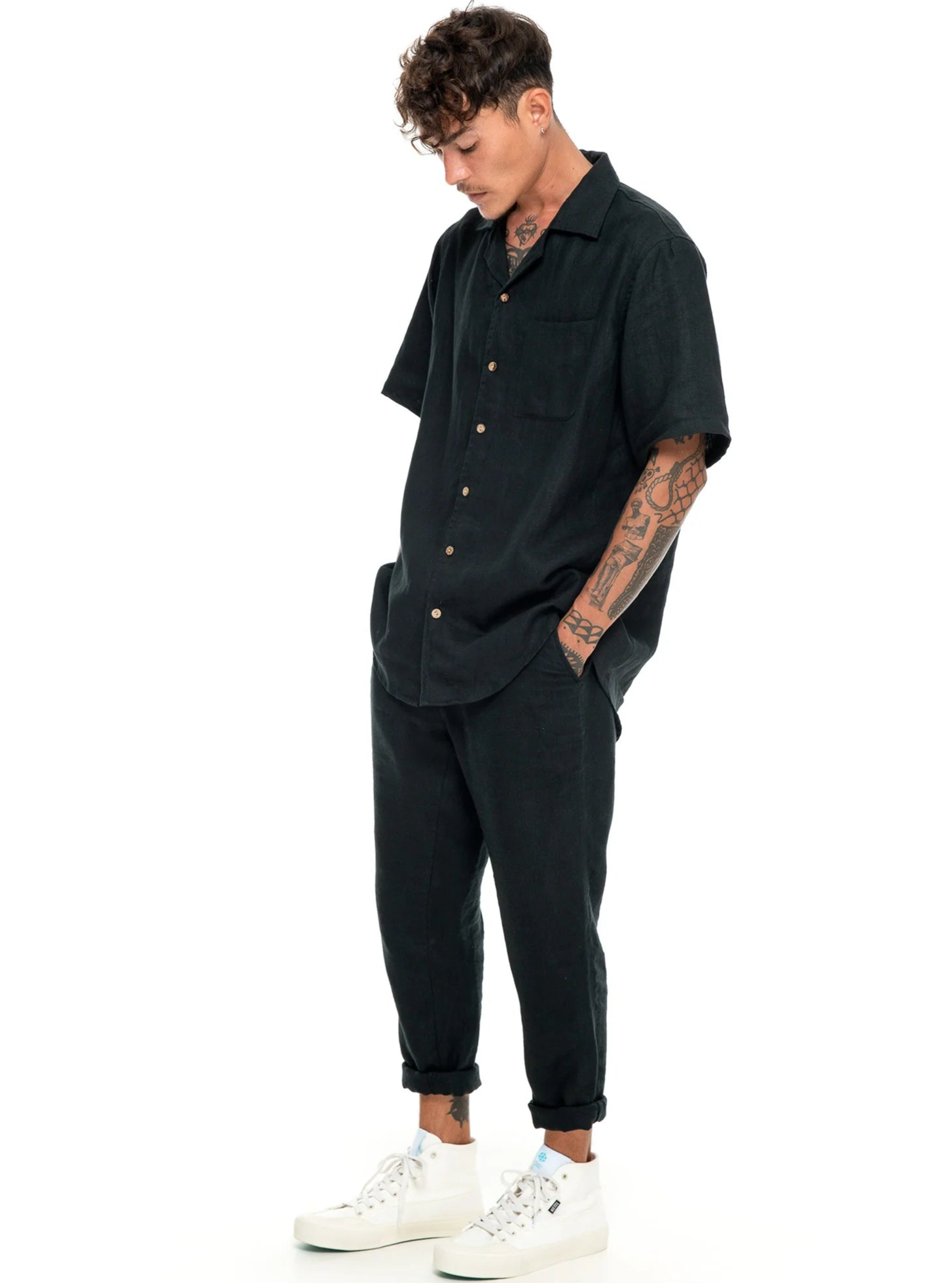 Waiheke Linen Pant by Lost In Nowhere - Black