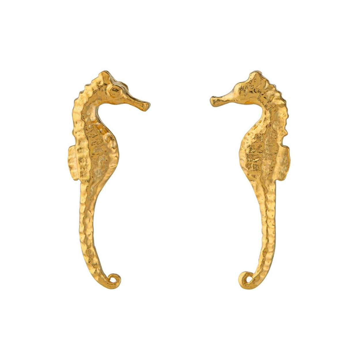 Seahorse Stud Earrings by Alex Monroe - Gold Plate