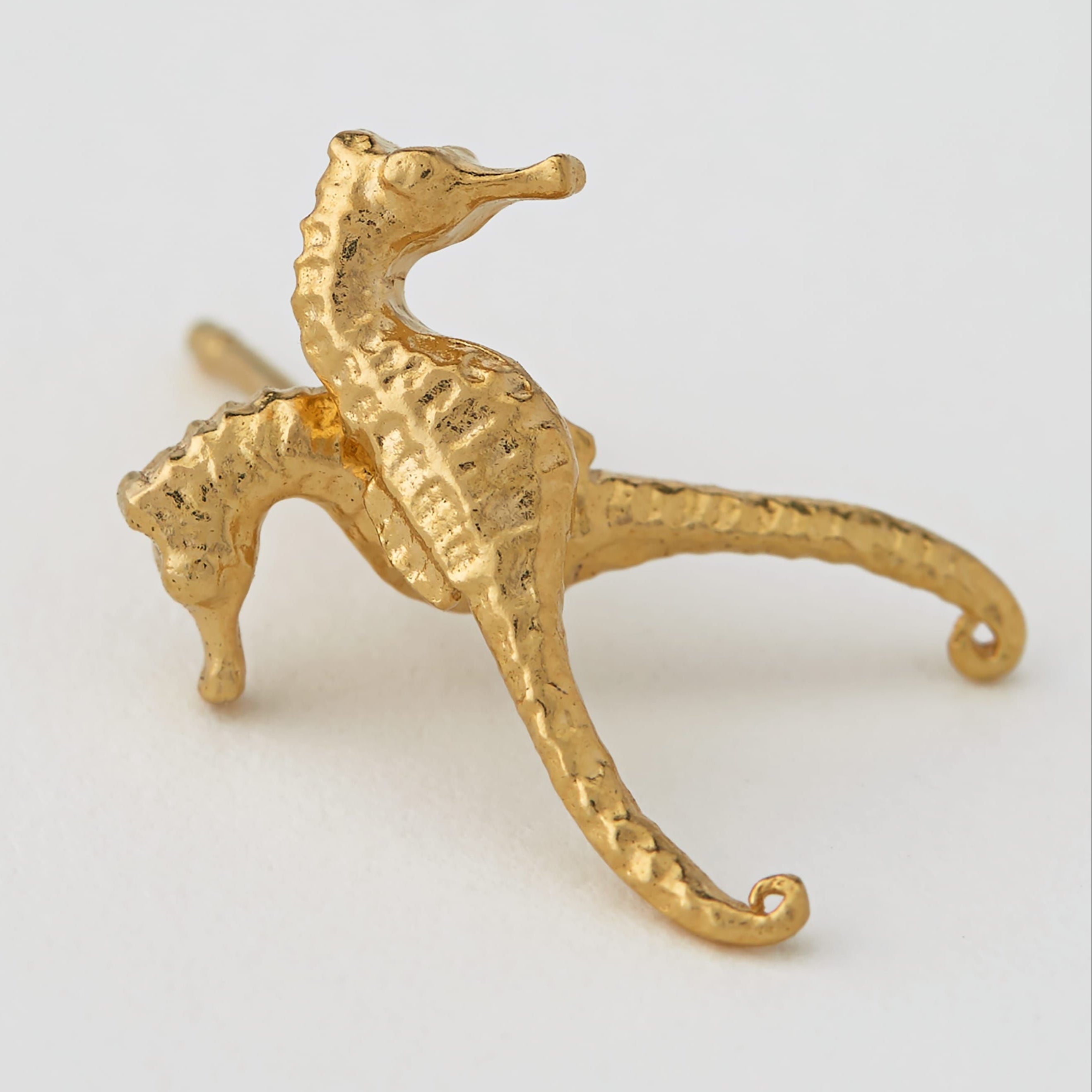 Seahorse Stud Earrings by Alex Monroe - Gold Plate