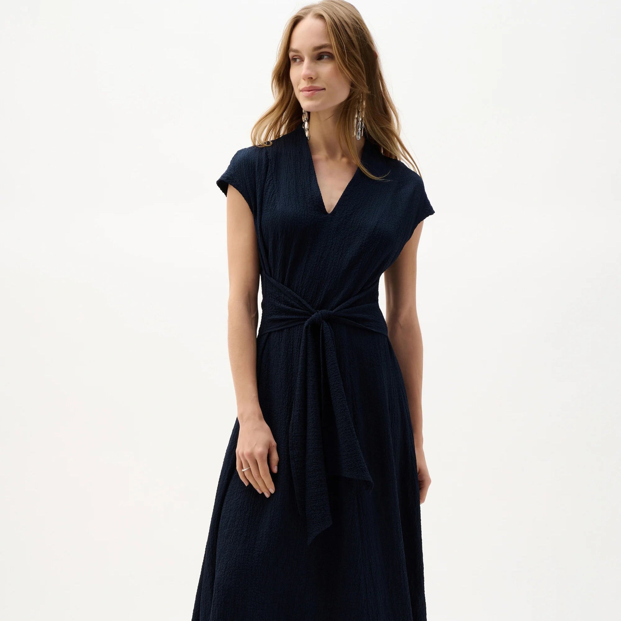Woven Seersucker Fit And Flare Dress by Joseph Ribkoff