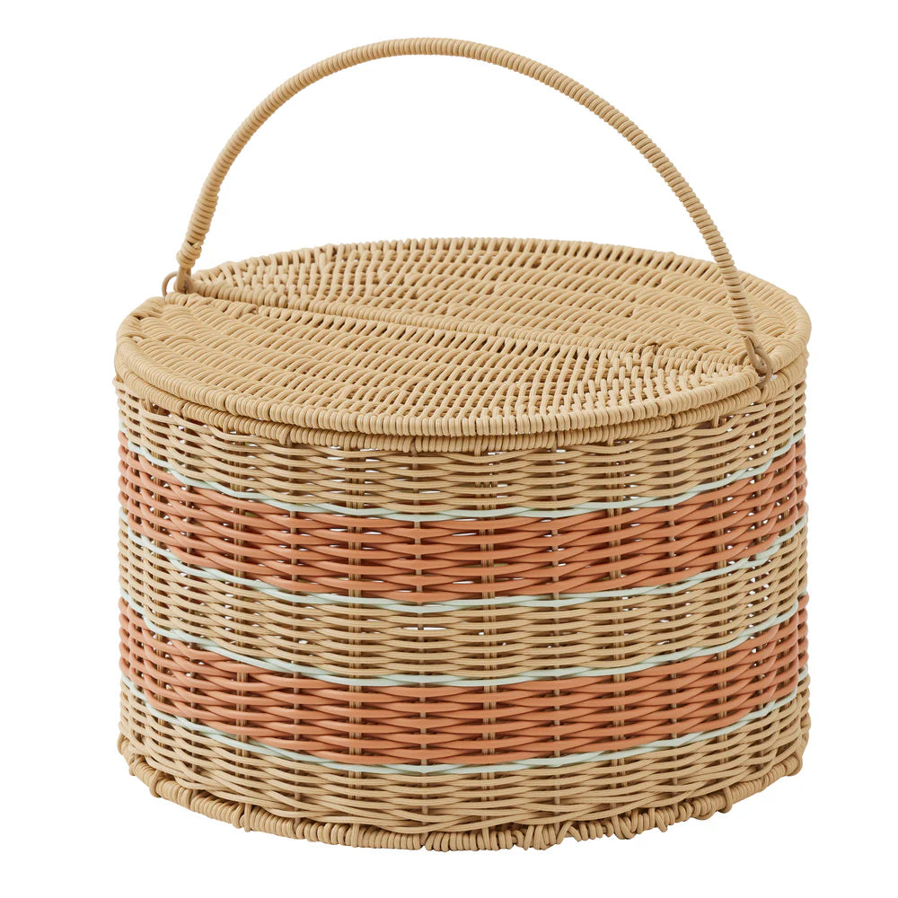 Shack PP Woven Basket 35x38cm Sky/Orange by Coast to Coast