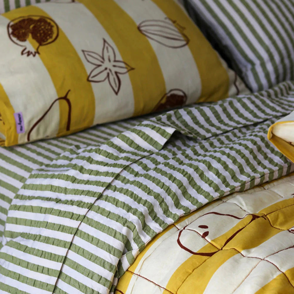 Seersucker Stripe Queen Fitted Sheet Set by Mosey Me