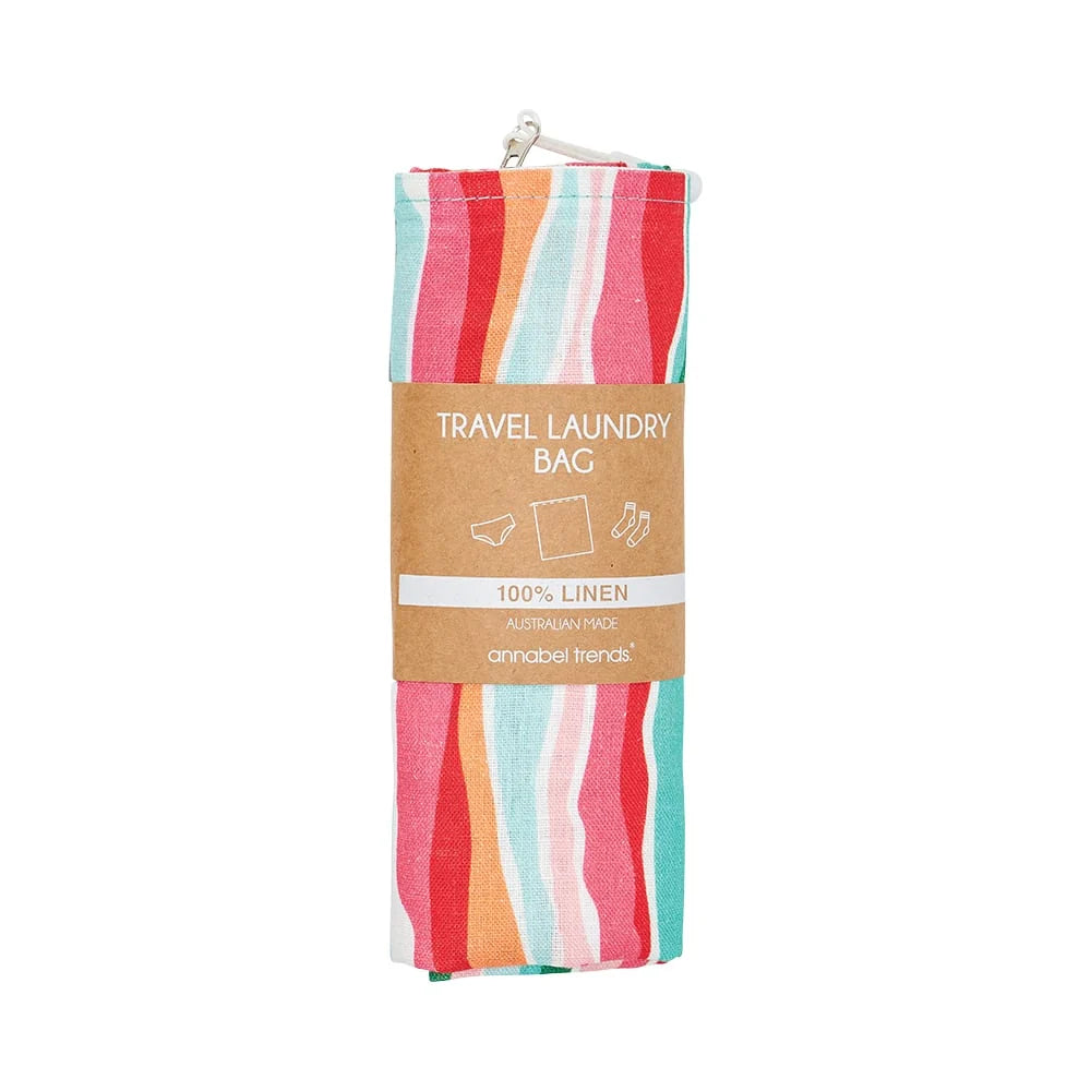 Linen laundry bag by Annabel Trends - Sherbert ribbons