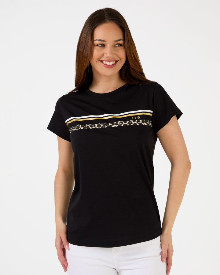 Icon Stripe T-Shirt by Stella & Gemma - Black - Stella & Gemma