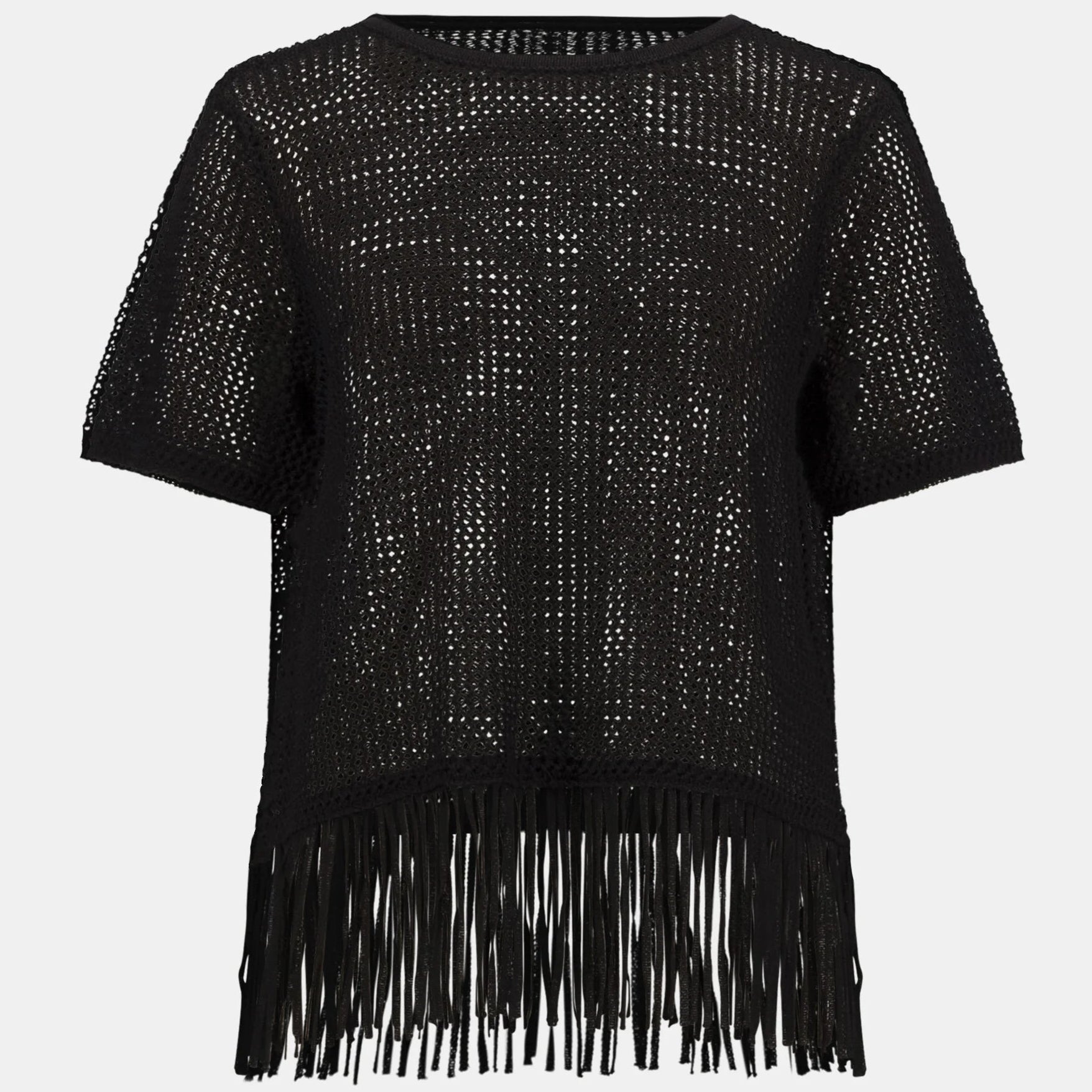 Viscose Sweater Knit Top With Fringe Trim by Joseph Ribkoff
