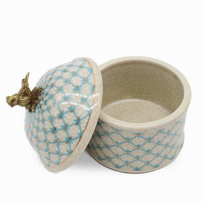 Blue and White Lidded Trinket Box by Zjoosh