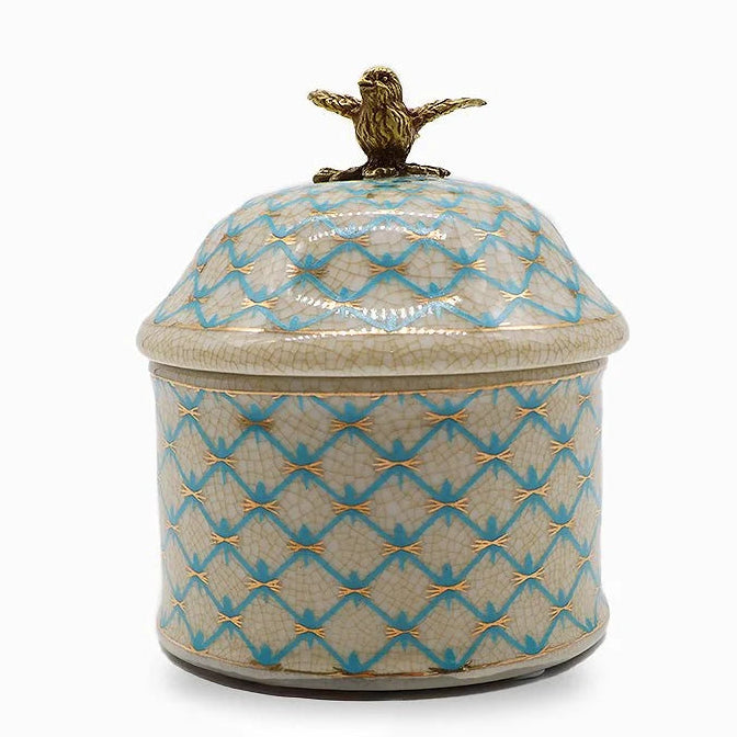 Blue and White Lidded Trinket Box by Zjoosh