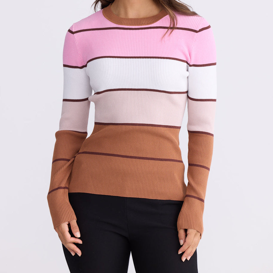 Unley knit top by Brave & True - pink stripe